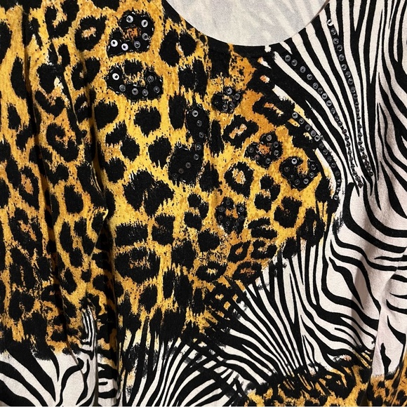 Pierri New York Sweater Women's Size M Zebra Cheetah Animal Print Long Sleeve - Picture 2 of 8